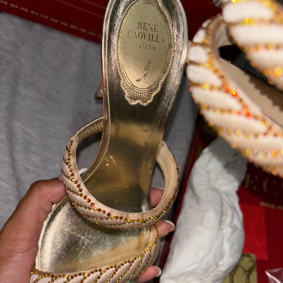 Rene Caovilla gold cleo heels - Picture 5 of 7